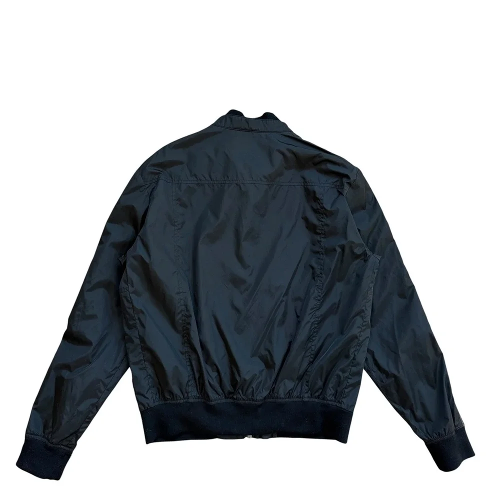 Gucci Mens Black Polyamide Leather Trim Bomber Jacket 221499 Size 54 IT